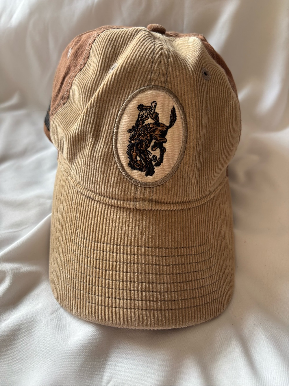 Men's Corduroy Baseball Cap in Light Brown with Embroidered Logo
